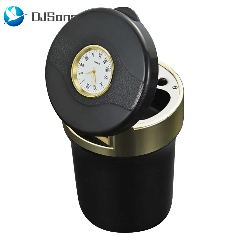 

Portable Car Ashtray with Watch LED Light Cigarette Cigar Ashtray Travel Smokeless Holder Cup Auto Accessories Car Ashtray Oc14