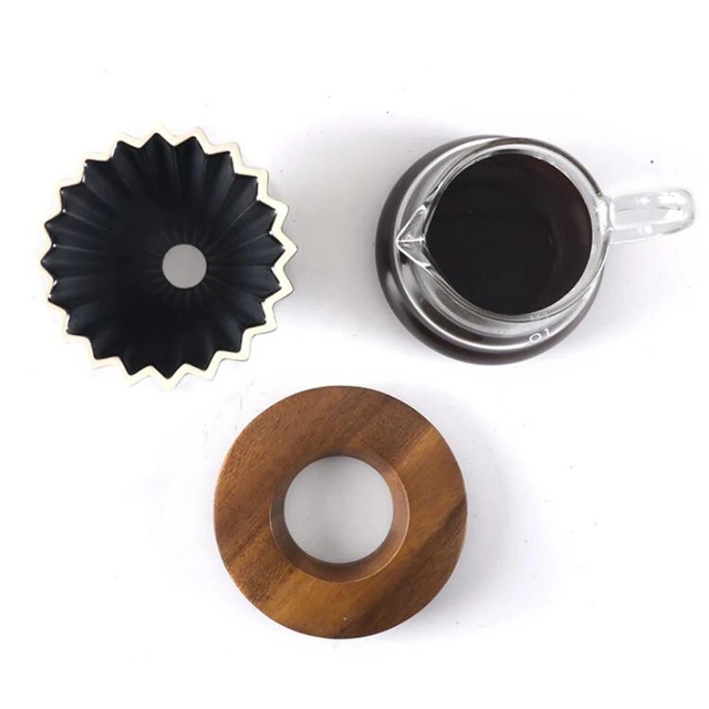 Wooden Filter Stand - Coffee Dripper Bracket - Pour Over Cone Drip Holder - Tea Leaf Filtering- Wood, Brown