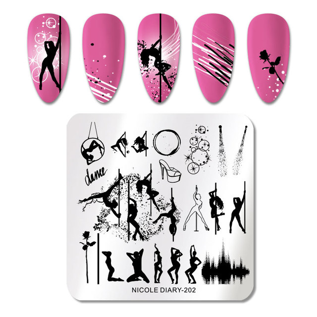 DIARY Flower Leaf Nail Stamping Plates Cute Abstract Face Lines Stamp Template Nail Art Image Printing Stencil Tools