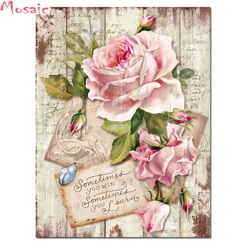 

5D DIY round Diamond Painting rose Flower Diamond Mosaic Full Square Drill Picture Of Rhinestones Diamond Embroidery Home Decor