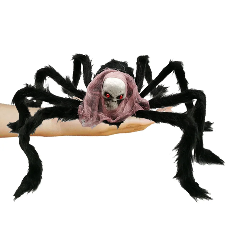 

Bar Skull Plush Spider Home Scary Simulation Props Animal Model Toy Artificial Festival Flower Face Design Halloween Decoration