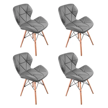 

A set of 4 modern dining chairs, retro-designed armchairs, high-quality PU chair with wooden legs, suit for dining room