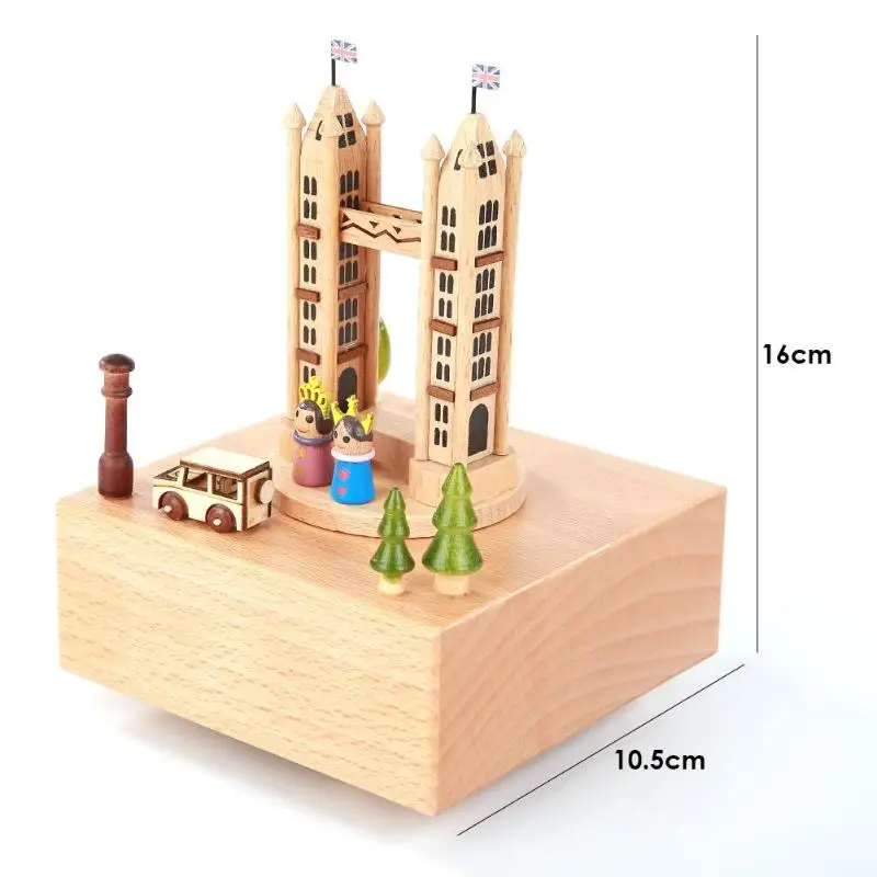 Ретро деревянная вращающаяся музыкальная шкатулка, креативная заводная Бытовая декоративная музыкальная шкатулка, аксессуары, подарок для детей на день рождения - Цвет: E