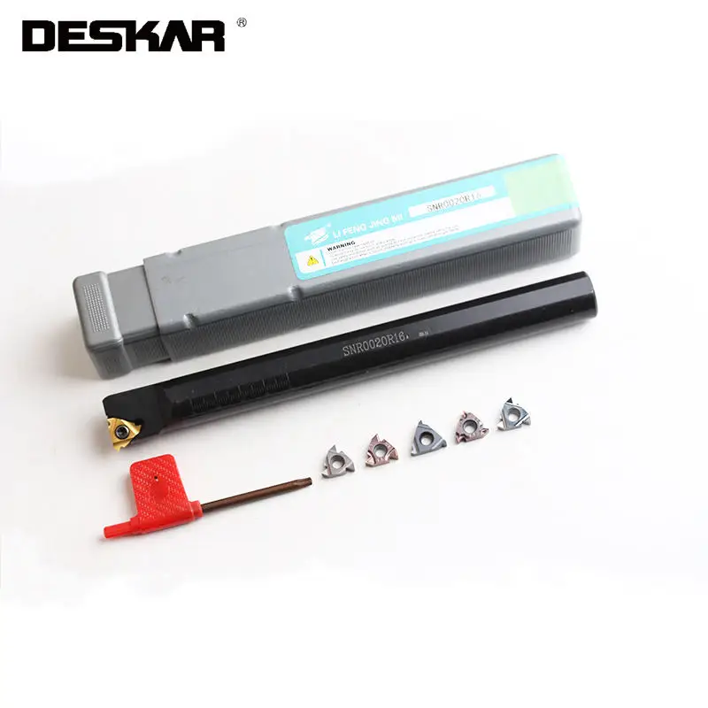 

1PC DESKAR SNR0016Q16 SNL0016Q16 CNC Internal Threading Toolholder with 10PCS 16ER 16IR BSPT UN LDA LDC Carbide Inserts Sets