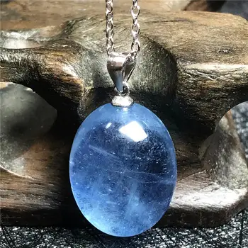 

100% Natural Ocean Blue Aquamarine Pendant Necklace For Woman Man Crystal 925 Silver Chains 18x14x9mm Beads Stone Jewelry AAAAA