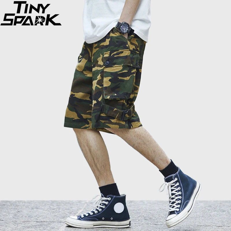 Хип-хоп Карго короткие камуфляжные мужские Харадзюку короткие джоггеры уличная Тактическая Военная с боковыми карманами хлопок повседневные короткие камуфляжные