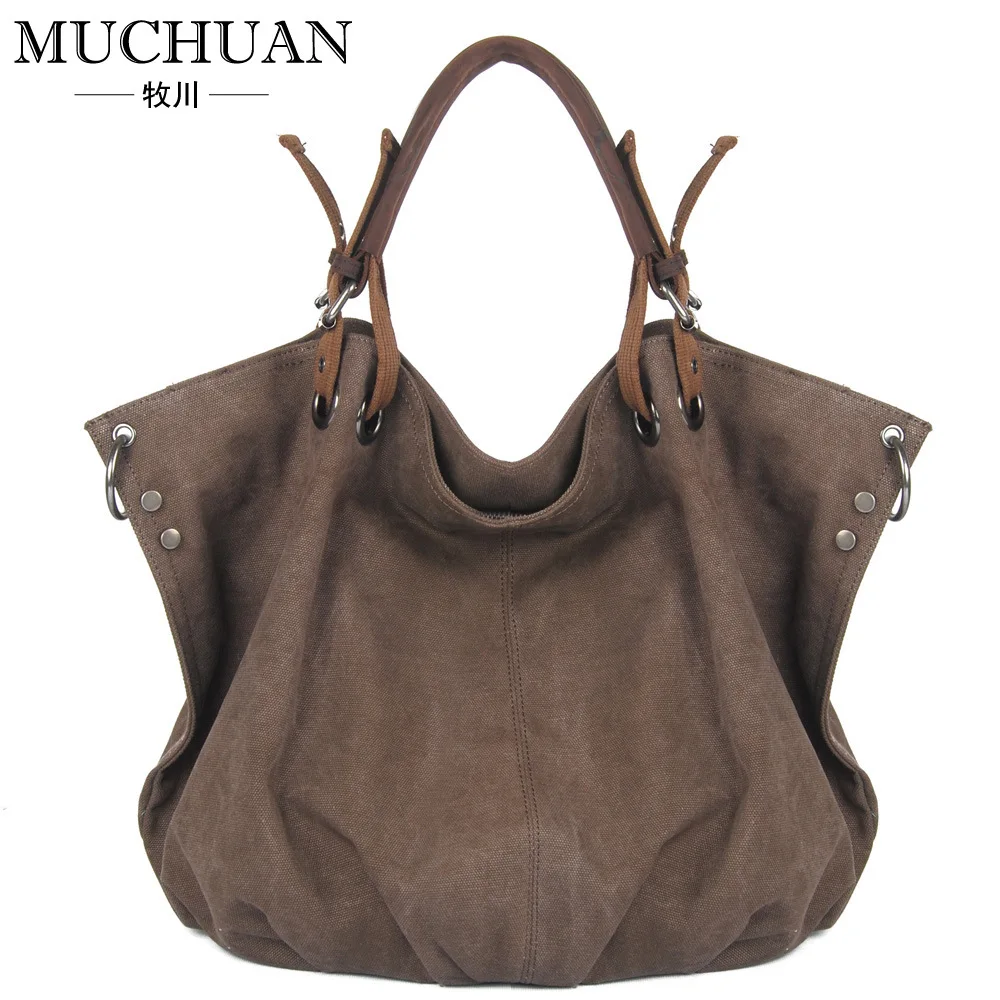 

Muchuan Cloth Bag New Style Canvas Large Bag Hand Shoulder Bag Shoulder Bag Fashion WOMEN'S Fashion Handbag