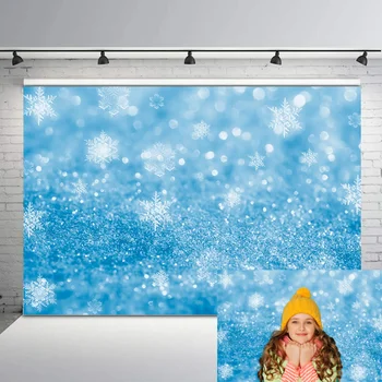 

Blue Winter Snowflake Bokeh Photographic Backdrops For Photo Studio Children Kids Birthday Baby Shower Photo Backgrounds