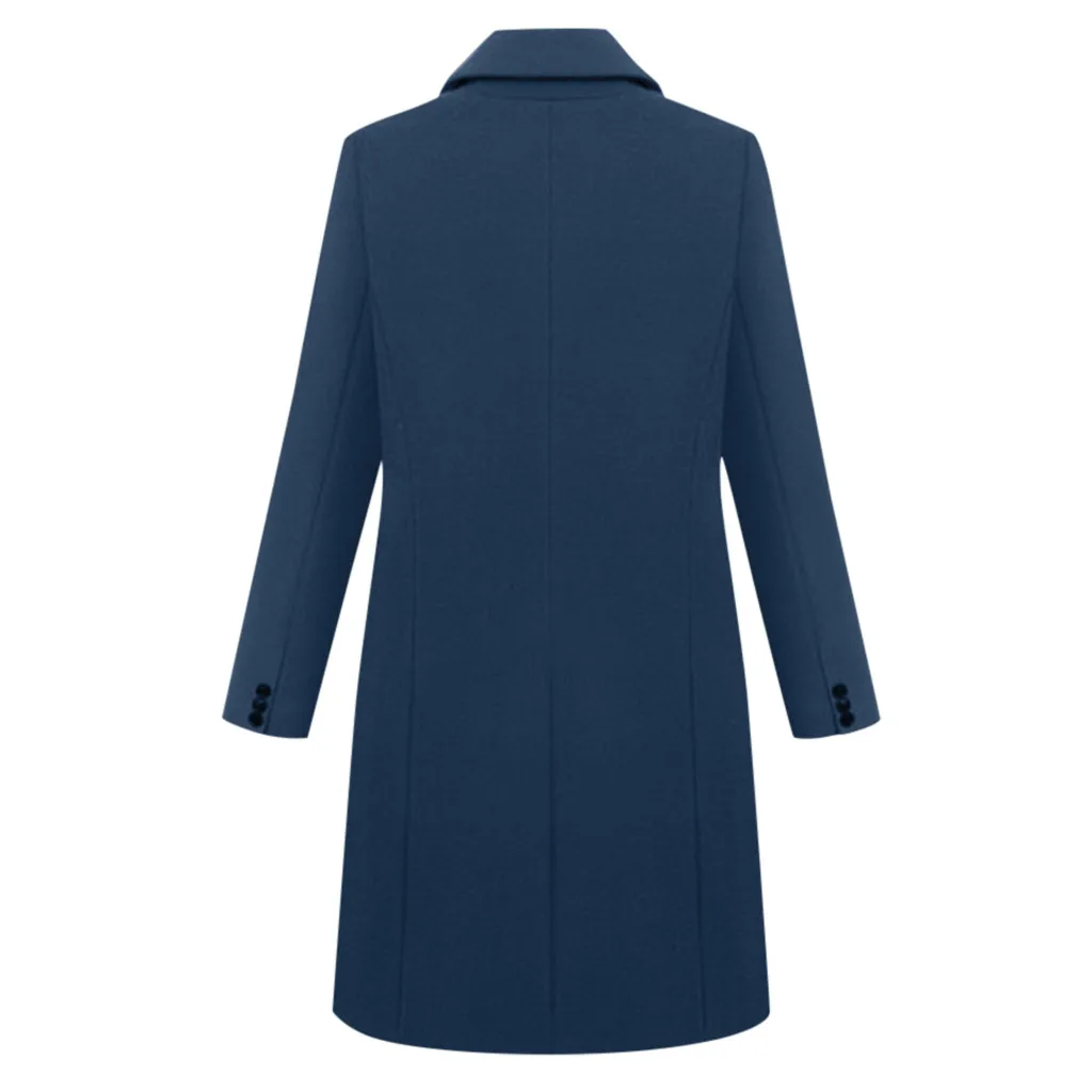 Winter Women Lapel Woollen Blends Coat Solid Trench Jacket Oversize Long Overcoat Turn-Down Collar Outwear Jacket Plus Size Coat