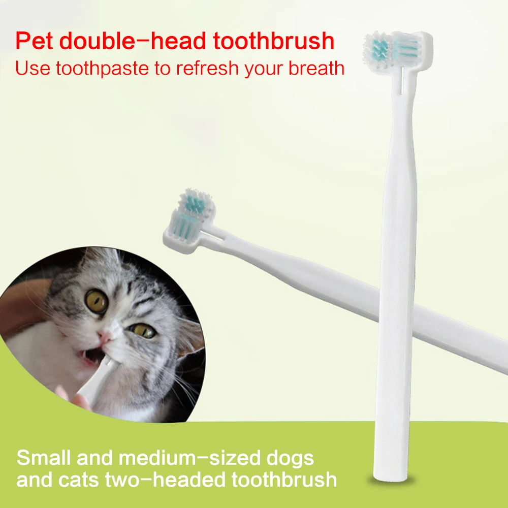 

2PCS Pet Cat Toothbrush Double Heads Teeth Brushing Multi-angle Cleaning Pet Breath Freshener Oral Care For Dog Cat Dropshipping