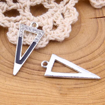 

10pcs Triangle Charms Earrings Necklace Base Finding Silver Hollow Pendant For Women DIY Jewelry jewelry making