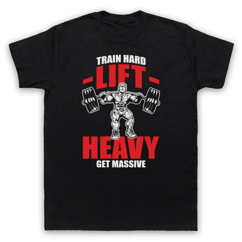 Train Hard Lift Heavy Get Massive Bodybuilding Workout T-Shirt Mens Ladies Kids Street Tee Shirt |