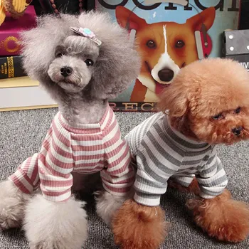 

Winter Pet Clothes Knitted Stripe Stripe Dog Pajamas Jumpsuit Pet Puppy Cat Thicken Warm Clothes Small Dog Teddy Costume Apparel