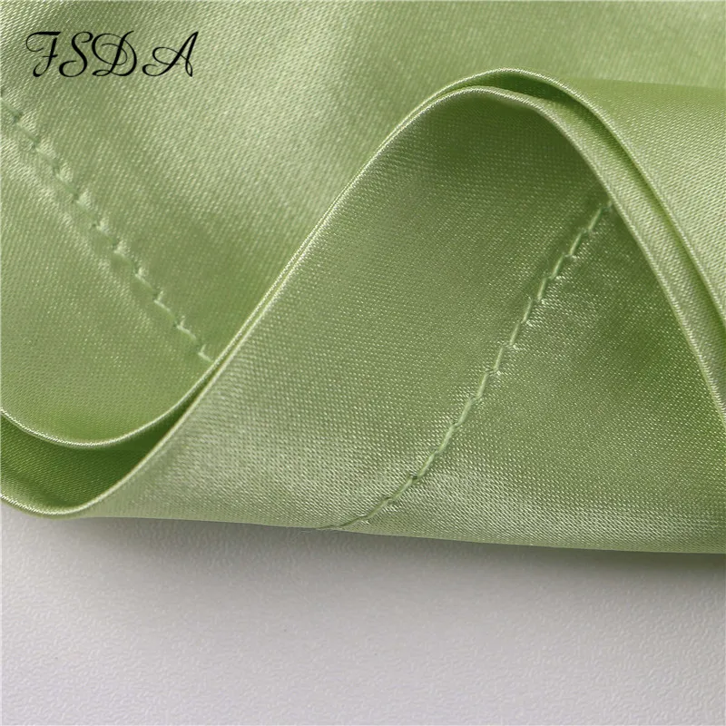 blazer pants set FSDA 2021 Tracksuit Satin Women Long Sleeve Top Shirts And High Waist Pants Elegant Casual Two Piece Sets Green Party Outfits special occasion pant suits