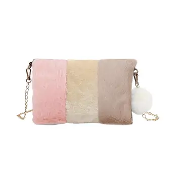 

Womans Messenger Bag New Double Color Plush Shoulder Bag Autumn And Winter Wild Simple Stylish Cute 2020 New