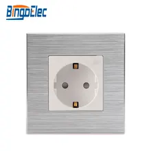 Bingoelec немецкая розетка стандарт ЕС настенная розетка алюминиевая панель 16 A электрическая розетка AC 220 V