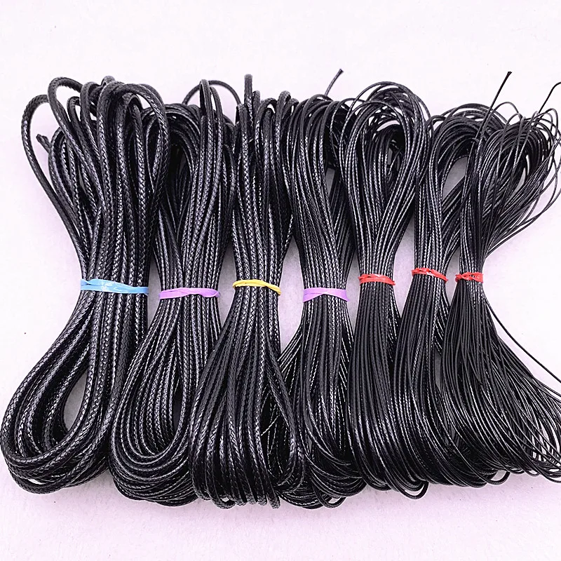 Waxed Cord 0.5 0.8 1.0 1.2 1.5 2.0 2.5mm Black Waxed Cord Waxed Thread Cord String Strap Necklace Rope Beads for Jewelry Making