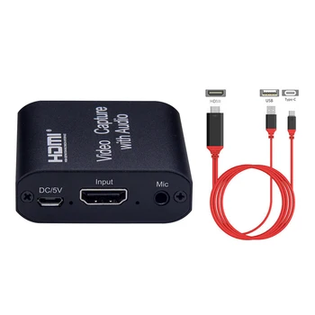 

2.0 Video Capture Card Portable Household Computer 4K 1080P HDMI to USB Accessories for PS4 Game with Audio MIC Input