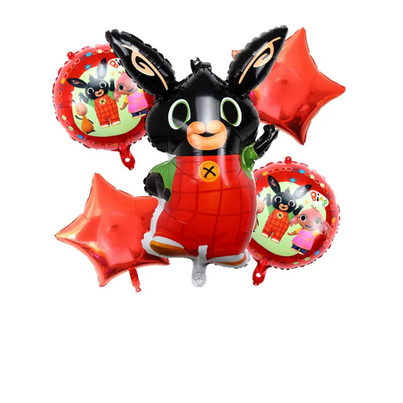 5 шт./компл. Детская футболка с кроликом Бинг Фольга воздушный шар с изображением мультяшного кролика воздушные шарики в виде животных игрушки для детей, носки для мальчиков и девочек, День рождения украшения красные, черные мяч