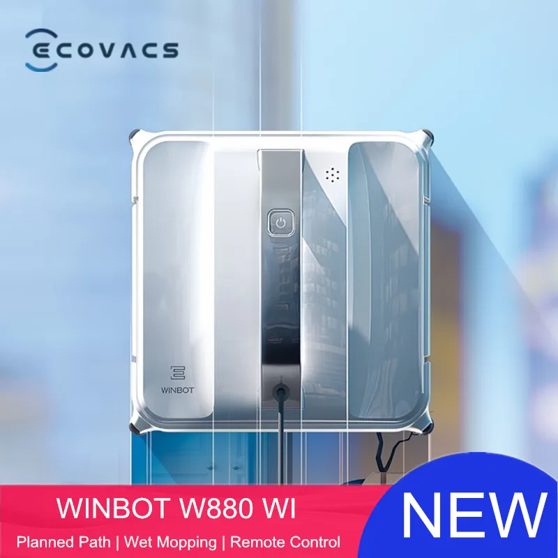 Ecovacs Winbot W880 Wi Auto Cleaning Robot Window Vacuum Cleaner 2800pa  30-min Backup Battery Safety Tether Remote Control - Electric Sweeper -  AliExpress