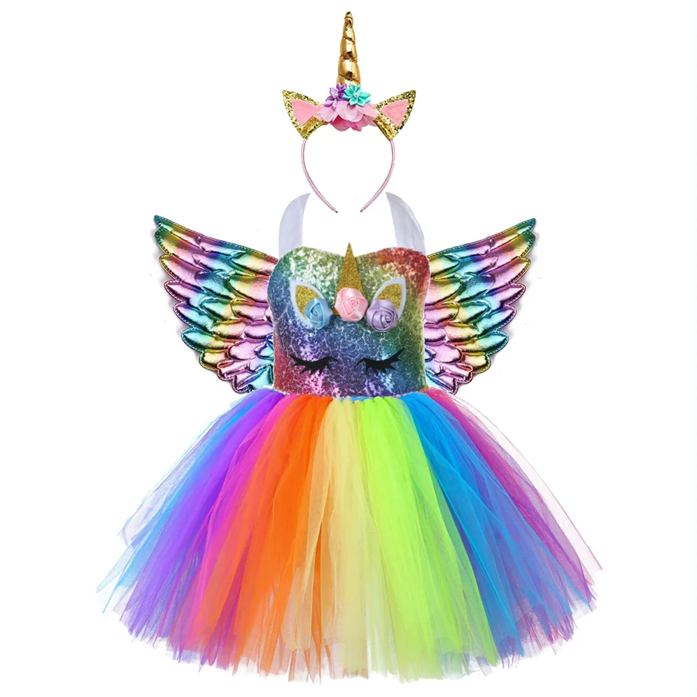 Unicorn Dress Set 2 Милая Детская тематическая вечеринка на день рождения единорога, платье с единорогом для девочек, топ с блестками радуги, рождественское платье для маленьких девочек, одежда для малышей с единорогом - Цвет: Unicorn Dress Set 2