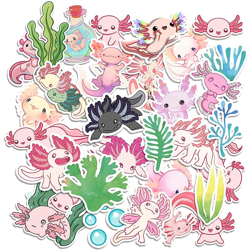 

50Pcs Cute Axolotl Stickers for Laptop Water Bottles Kawaii Sticker Pack for Journals, Scrapbook, Planners DIY Decals