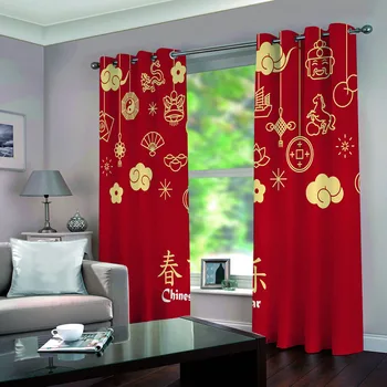 

SOFTBATF New Year Curtain For Window Blackout Curtains Fabric Drapes Window Curtains For living Room Bedroom Dropshipping