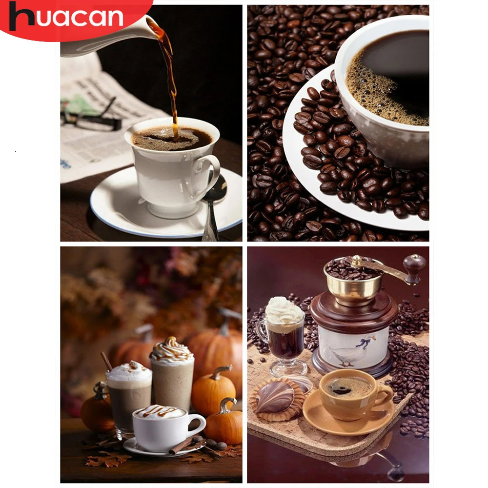 HUACAN картина по номерам кофейные пейзажи рисование на холсте Ручная Краска ed Cup Art