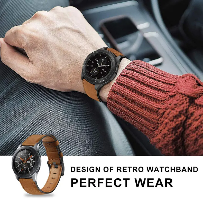 Huawei watch gt ремешок для samsung Galaxy Watch 46 мм gear S3 Frontier amazfit GTR 47 мм ремешок из натуральной кожи браслет аксессуары