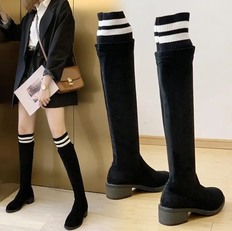 flat suede knee boots