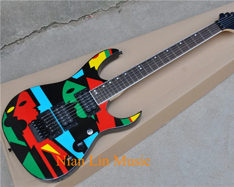 

6-String Electric Guitar,24 Frets with Rosewood Fingerboard,Dream Theater Pattern on Body,Black Hardware,can be Customized