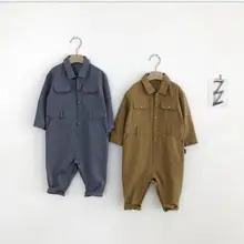 Комбинезон в Корейском стиле для девочек и мальчиков, осенние модные длинные штаны для малышей, одежда для детей 1-6 лет