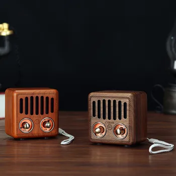 

Portable Vintage Radio Retro Wooden Bluetooth Speaker Strong Bass Enhancement Mini Speaker Support FM TF Card AUX o MP3 Play