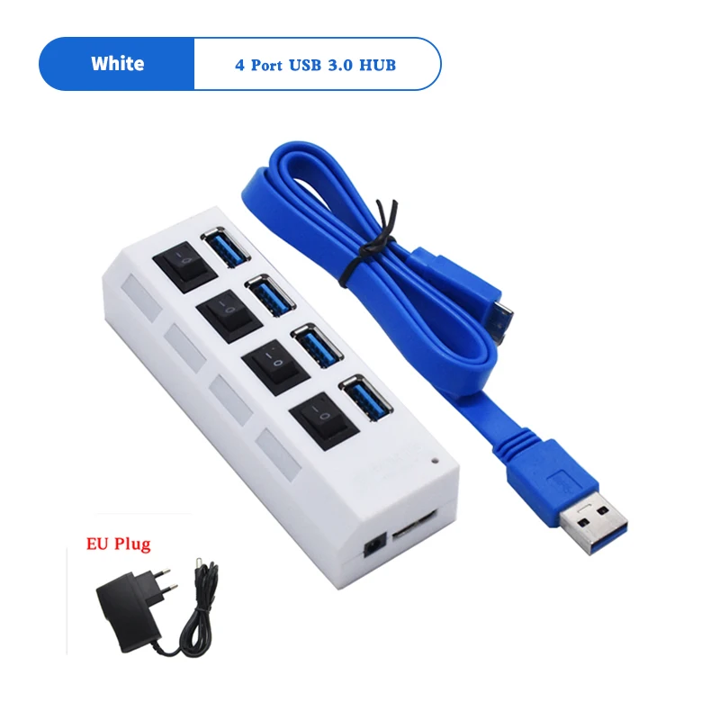 Asunflower usb-хаб 3,0 с адаптером питания с вилкой EU US, высокоскоростной разветвитель USB 3,0 для ПК, компьютера, настольного компьютера, аксессуары, концентратор USB 3,0