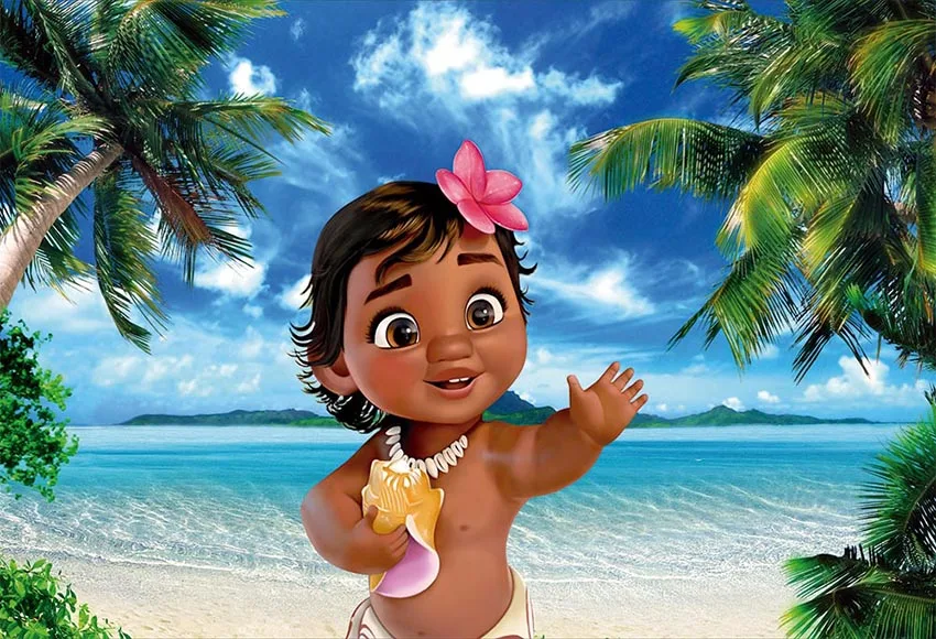 7x5ft Baby Moana Vaiana Palm Baum Baum Blau Meer Ansicht Nach Foto Hintergrund Studio Hintergrund Vinyl 2cm X 150cm Background Aliexpress