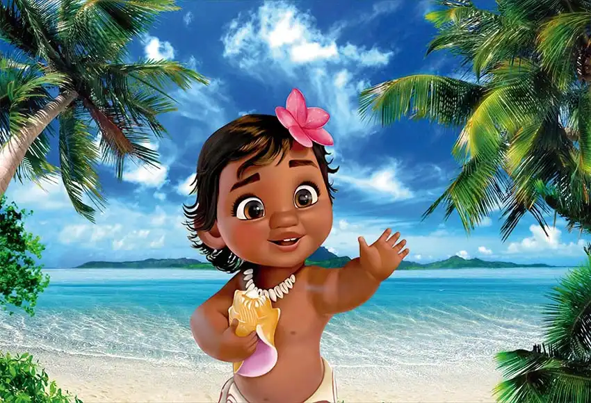 Moana Vaiana Fondo De Vinilo Para Estudio Fotografico Telon Personalizado De 7x5 Pies Palmera Mar Azul 2cm X 150cm Fondo Aliexpress