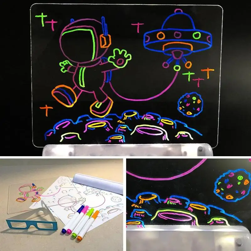 Креативная 3D доска для рисования детский эффект магический рисунок светящийся с Аккумуляторы для игрушек DIY Дети Раннее Образование игрушка