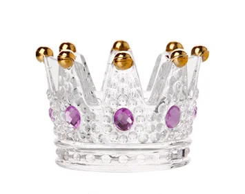 Gold(Purple Diamond) Многофункциональный хрустальный стеклянный подсвечник в форме короны - Цвет: Gold(Purple Diamond)