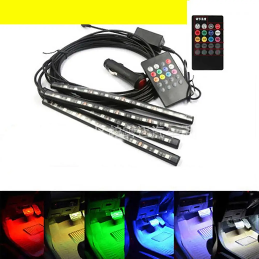 

Car Atmosphere Lamp Sole Ambience Lamp Led Light Colorful Remote Control Voice Control Rgb Music Rhythm Lamp