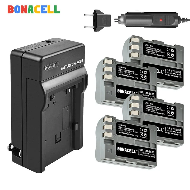 BONACELL 2600 мА/ч, EN-EL3e RU EL3e EL3a ENEL3e Камера Батарея+ Зарядное устройство для Nikon D300S D300 D100 D200 D700 D70S D80 D90 D50 - Цвет: 4 Battery Charger