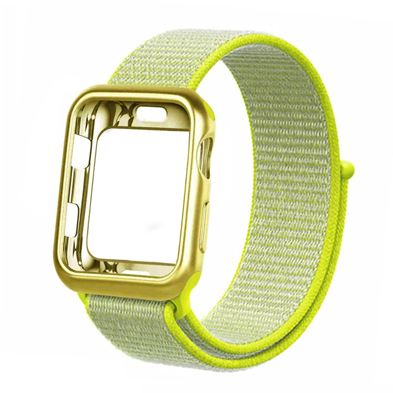 Ремешок для часов для apple Watch полосы спортивный бесшовный correa apple watch 4 3 наручных часов iwatch, ремешок 38 мм 42-44/40 мм нейлоновый браслет+ чехол для часов