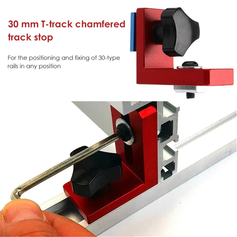 

New 30mm Alloy Miter Track Stop T-Track Sliding Brackets Chute Connector Backing Fixed Connector for T-Slot Woodworking Diy Tool