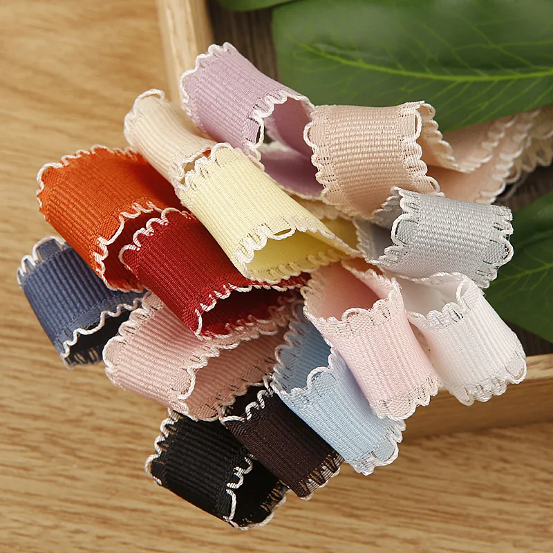 Ear Lace Grosgrain Ribbon For DIY Craft Headwear Accessories Card Gifts Decor Wrapping Clothing Sewing Trims Materials 5yards