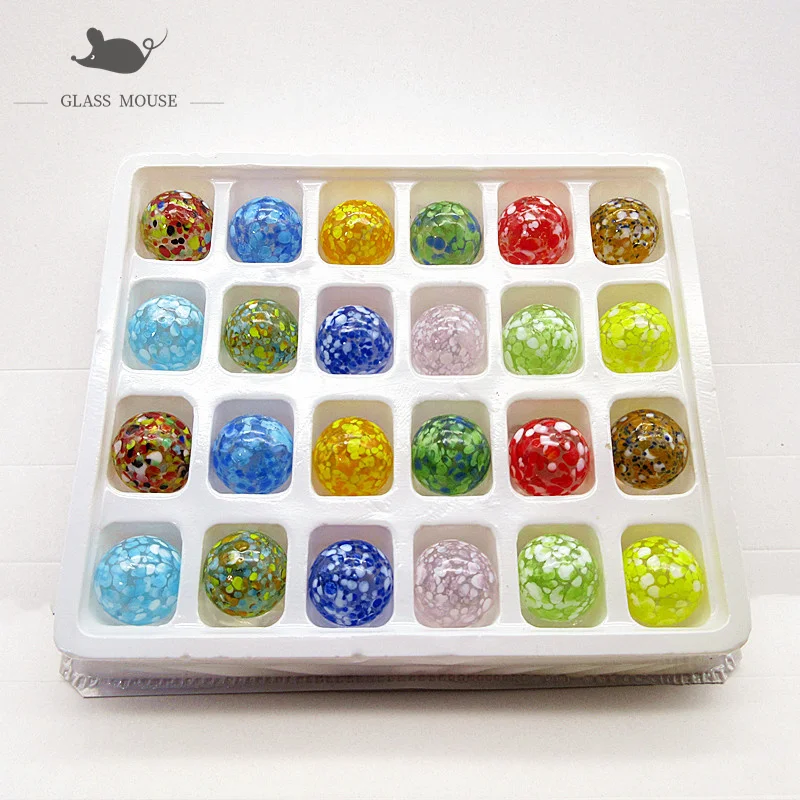 16mm Handmade Murano Glass Balls 24Pcs Colorful Creative Art Collection Marbles Puzzle Nuggets Game Toys For Children Kids Boy