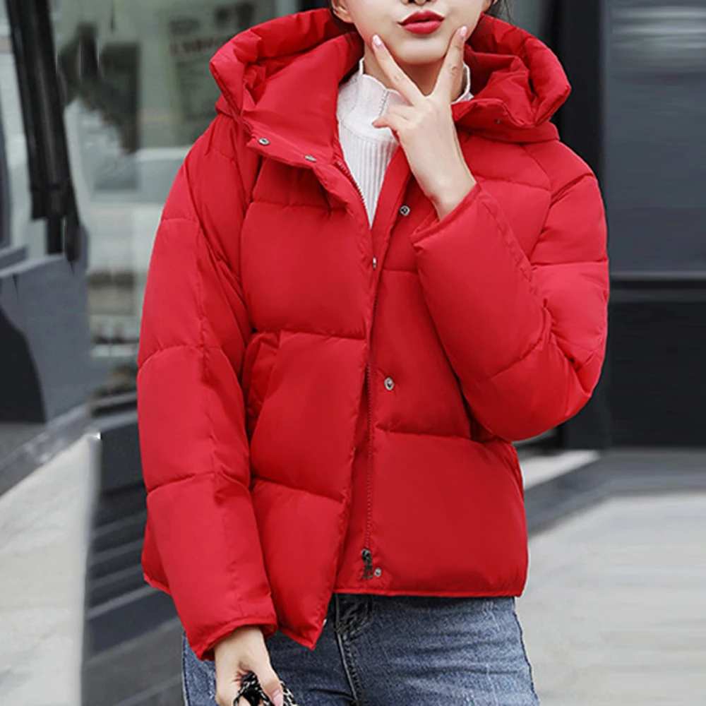 

Puimentiua Fashion Women Winter Jacket Cotton Padded Coat Casual Hooded Streetwear Female Jackets Short Parkas Plus Size S-2XL