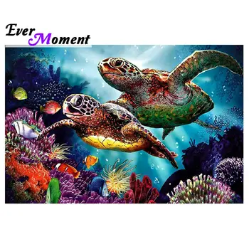 

Ever Moment Full Square Diamond Painting Embroidery Underwater Scenery Coral Turtle Couple Mosaic Art Gift DIY Home Decor 5L031