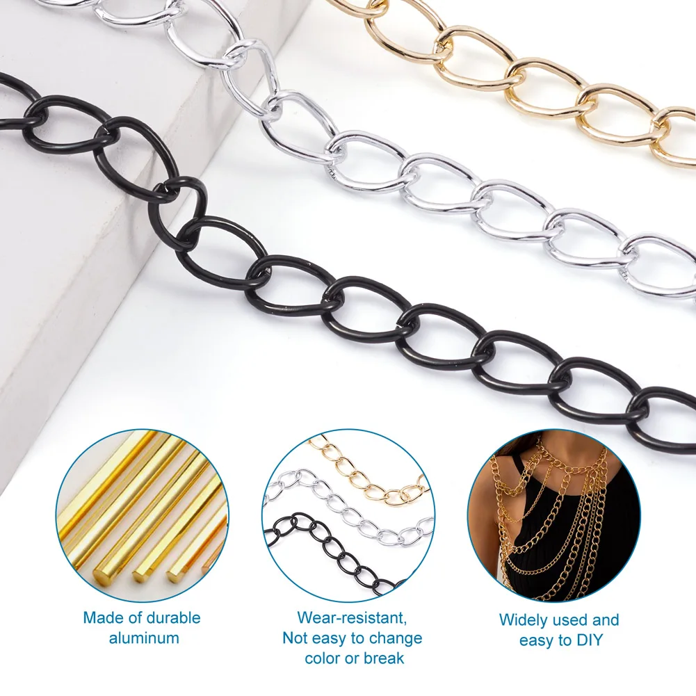 Pandahall 5m Aluminum Twisted Chains Curb Chains Roll for Jewelry Making DIY Necklaces Links Bracelets Accessories 15x10x2mm