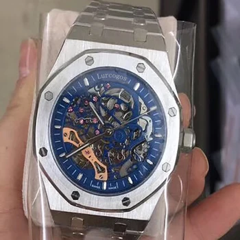 

2020 Luxury Brand Automatic Mechanical white gold Men Watch Sapphire Glass Transparent Skeleton Gold Tourbillion Watches AAA+