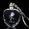 Rose Flower LED Light Keychain Luminous Fairy Crystal Keychains Colorful Rose Heart Key Chains Rings For Valentine's Day Gift 2