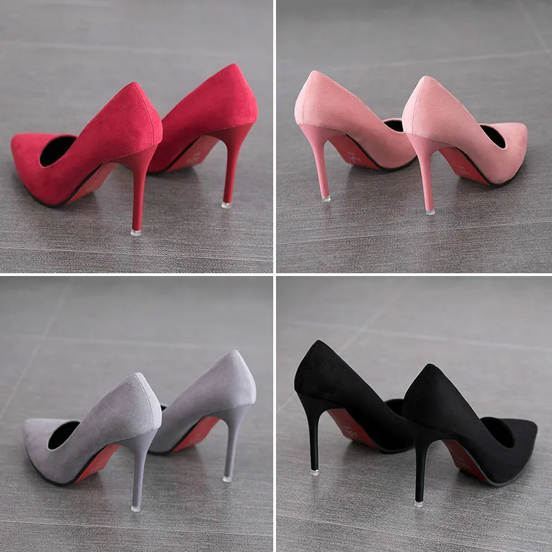 Zapatos de tacón alto elegantes para mujer, calzado profesional de aguja puntiagudos negros, para boda, 2019
